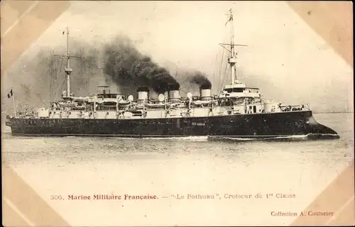 Ak Französisches Kriegsschiff, Pothuau, Croiseur de 1re Classe, Marine Militaire Francaise