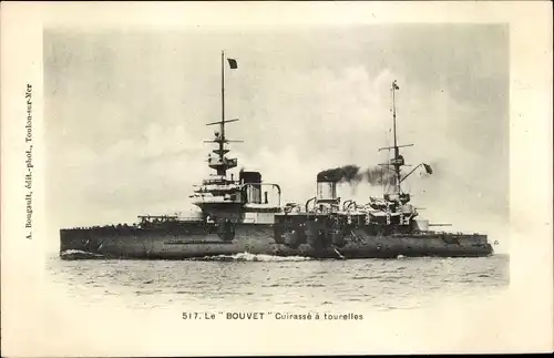 Ak Französisches Kriegsschiff Le Bouvet, Cuirasse a tourelles