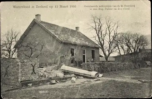 Ak Oud Vossemeer Zeeland Niederlande, Watersnood 12.03.1906
