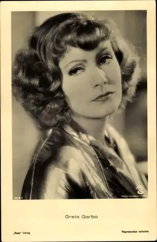 Ak Schauspielerin Greta Garbo, Portrait