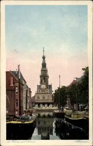 Ak Alkmaar Nordholland Niederlande, de Waag met Toren