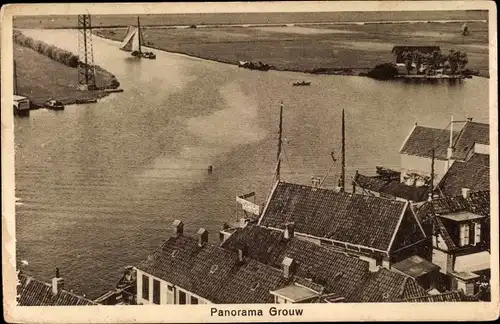 Ak Grouw Grou Friesland Niederlande, Panorama