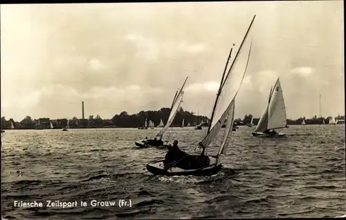 Ak Grouw Grou Friesland Niederlande, Friesche Zeilspart