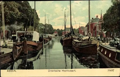 Ak Assen Drenthe Niederlande, Drentsche Hoofdvaart, Boote