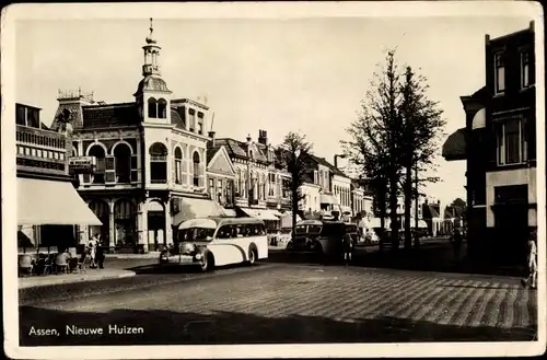 Ak Assen Drenthe Niederlande, Nieuwe Huizen, Bus