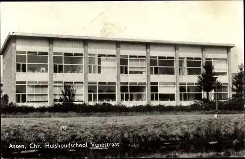 Ak Assen Drenthe Niederlande, Chr. Huishoudschool Venestraat