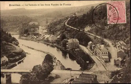 Ak Bouillon Wallonien Luxemburg, La Semois et les deux Routes de France