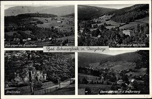 Ak Czerniawa Zdrój Bad Schwarzbach Isergebirge Schlesien, Dreilinden, Kurhaus, Brandhöhe