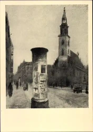Künstler Ak Nagel, Alt-Berlin, Am Neuen Markt, Kirche, Litfassäule