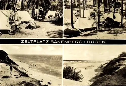 Ak Bakenberg Dranske auf Rügen, Zeltplatz, Partie am Strand