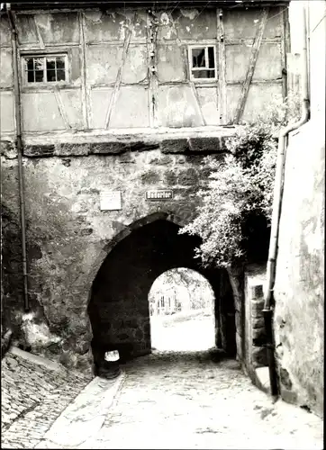 Ak Bürgel in Thüringen, Teilansicht, Torbogen, Badertor