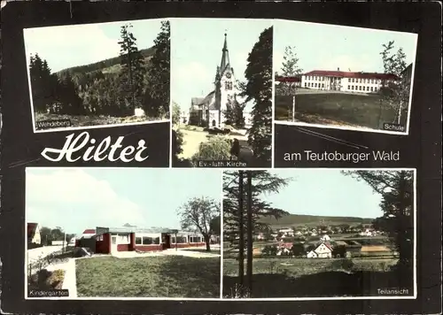 Ak Hilter am Teutoburger Wald, Teilansicht, Schule, Kindergarten, Kirche, Wehdeberg