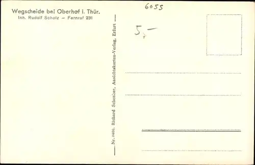 Ak Oberhof im Thüringer Wald, Waldgasthof Wegscheide, Außenansicht, Bäume