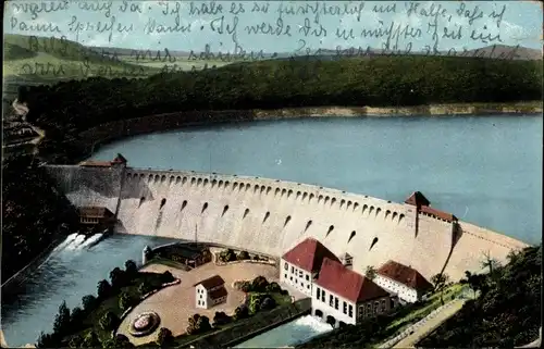 Ak Hemfurth Edersee Edertal Hessen, Edertalsperre, Vogelperspektive