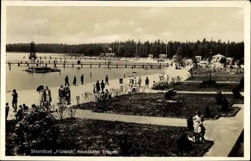 Ak Neustädtel Schneeberg im Erzgebirge, Strandbad Filzteich