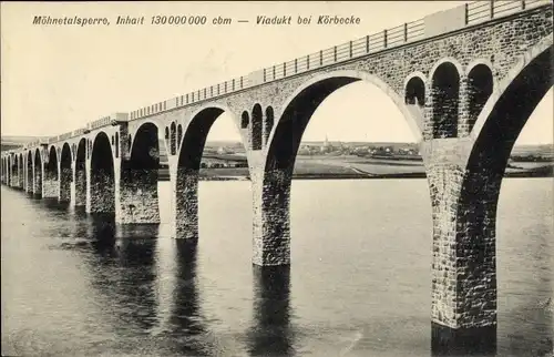 Ak Körbecke Möhnesee in Nordrhein Westfalen, Möhnetalsperre, Viadukt