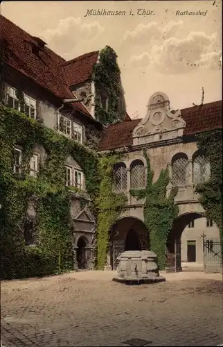 Ak Mühlhausen Thüringen, Blick in den Rathaushof, Durchgang
