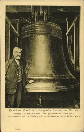 Ak Erfurt in Thüringen, Blick auf die Gloriosa, Glocke des Doms