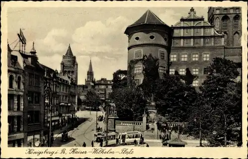 Ak Kaliningrad Königsberg Ostpreußen, Kaiser Wilhelm-Platz, Straßenbahn