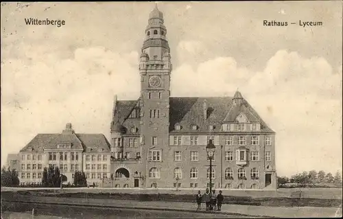 Ak Wittenberge an der Elbe Prignitz, Rathaus, Lyzeum