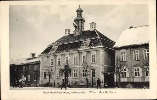 Ak Jelgava Mitau Lettland, Rathaus, Kutsche, Häuser