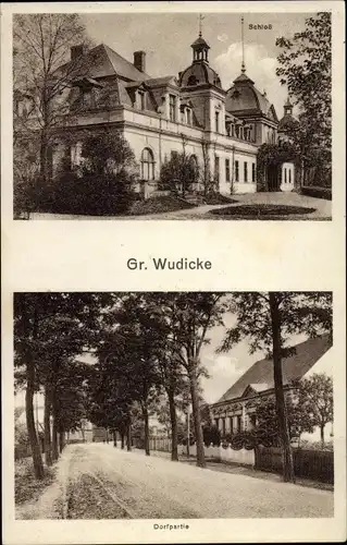 Ak Großwudicke Milower Land Brandenburg, Schloss, Dorfpartie