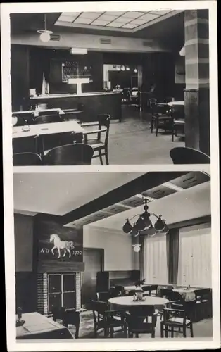 Foto Ak Wolfenbüttel ?, Innenansicht eines Restaurants