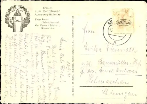 Ak Abensberg an der Abens Niederbayern, Gasthof zum Kuchlbauer