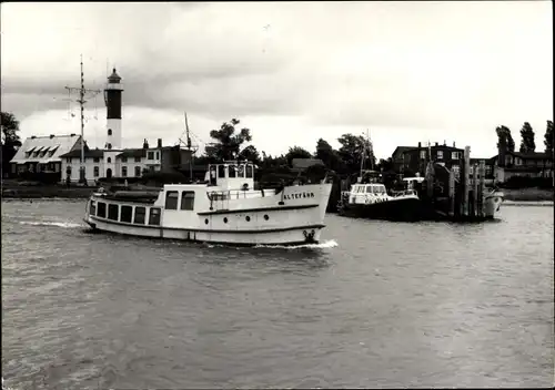 Ak Timmendorf auf der Insel Poel, Motorschiff Altefähr, Leuchtturm