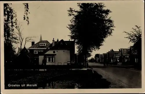 Ak Marum Groningen Niederlande, Straßenpartie