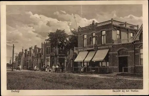Ak Delfzijl Groningen, Gezicht bij het Station