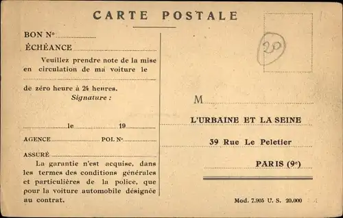 Ak Paris IX, L'Urbaine & La Seine, Societe anonyme d'Assurances, Rue Le Peletier