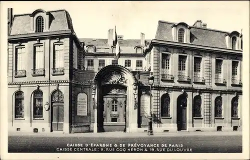 Ak Paris I., Caisse d'Epargne et de Prevoyance, Rue Coq Heron