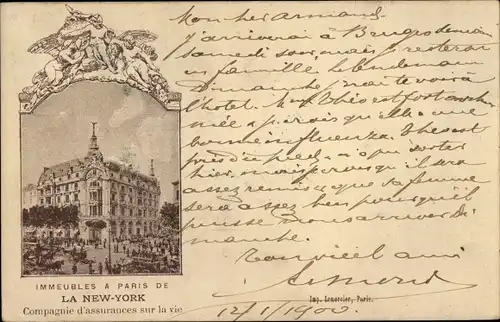 Ak Paris, La New York, Compagnie d'assurances sur la vie