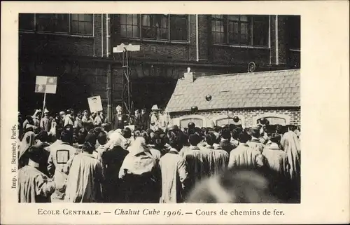 Ak Paris, Ecole Centrale, Chahut Cube 1906, Cours de chemins de fer