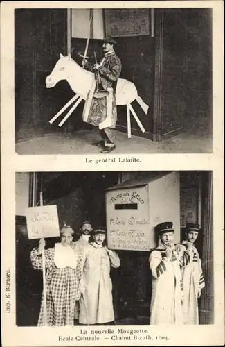 Ak Paris, Ecole Centrale, Chahut Bizuth 1904, Le general Lakuite, La nouvelle Mougeotte