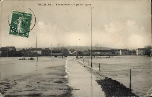 Ak Vincelles Yonne, L'Inondation 1910