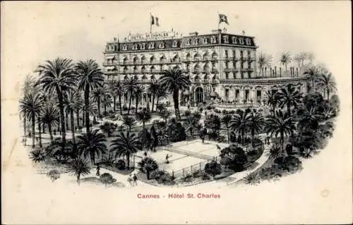 Litho Cannes Alpes Maritimes, Hotel St. Charles, Tennis