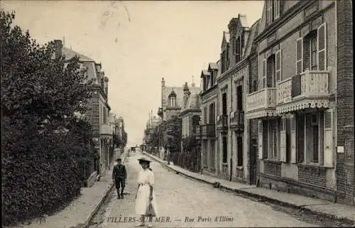 Ak Villers sur mer Calvados, Rue Paris d'Illins