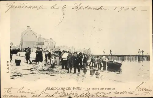 Ak Grandcamp les Bains Calvados, La Vente du Poisson