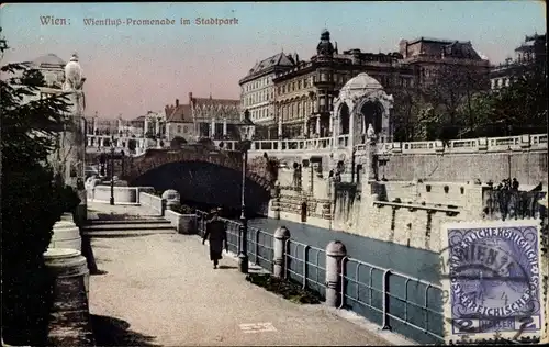 Ak Wien, Wienfluss Promenade im Stadtpark