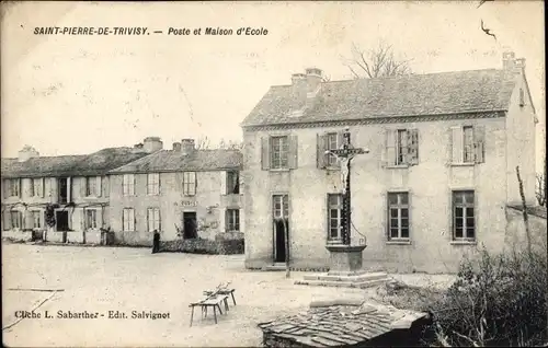 Ak Saint-Pierre-de-Trivisy Tarn, Poste et Maison d'Ecole