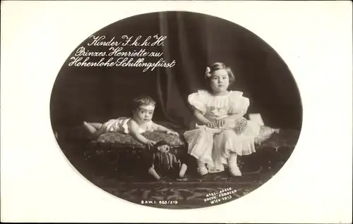 Passepartout Ak Kinder v Prinzessin Henriette zu Hohenlohe Schillingsfürst