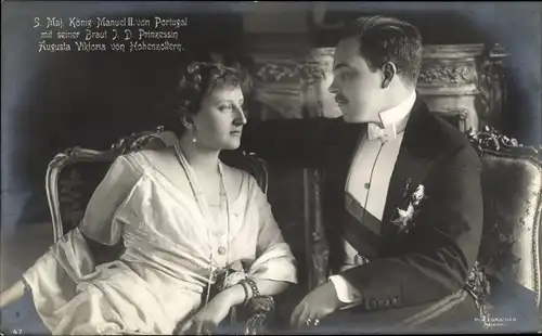 Ak König Manuel II von Portugal, Auguste Viktoria von Hohenzollern