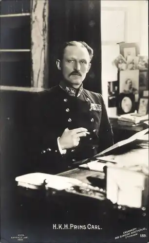 Ak Prinz Carl von Schweden, Arbeitszimmer