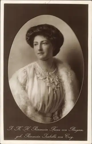 Passepartout Ak Prinzessin Franz von Bayern, Isabella von Croy, Portrait