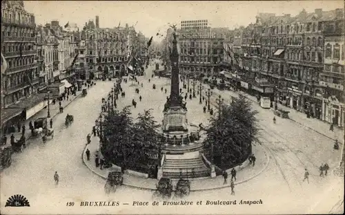 Ak Bruxelles Brüssel, Place de Brouckère et Boulevard Anspach