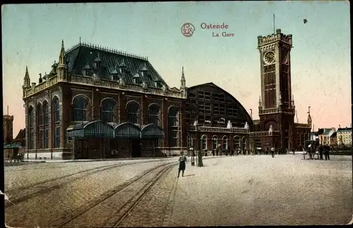 Ak Oostende Ostende Westflandern, La Gare