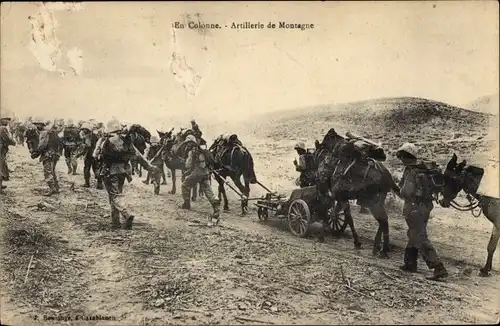 Ak En Colonne, Artillerie de Montagne, französische Soldaten, I WK