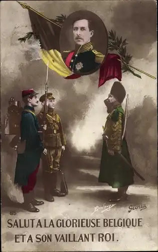 Ak König Albert I. von Belgien, Salut à la Glorieuse Belgique, Vaillant Roi